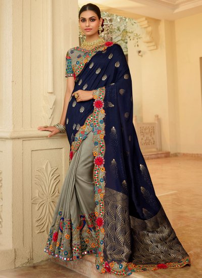 Glossy Border Multi Colour Silk Saree