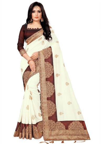 Glossy Embroidered Classic Saree