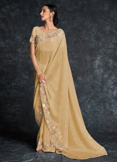 Glossy Embroidered Engagement Saree