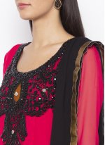 Glossy Georgette Pink Embroidered Anarkali Salwar Kameez