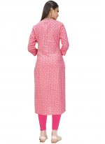 Glossy Pink Printed Designer Kurti