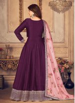 Glossy Purple Floor Length Anarkali Salwar Suit