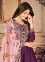 Glossy Purple Floor Length Anarkali Salwar Suit