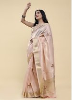 Glossy Weaving Jacquard Pink Classic Designer Saree