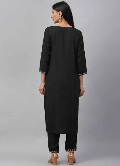 Glowing Embroidered Black Party Wear Kurti