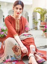 Glowing Embroidered Red Silk Pant Style Suit