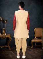 Gold and Red Engagement Silk Indo Western Sherwani