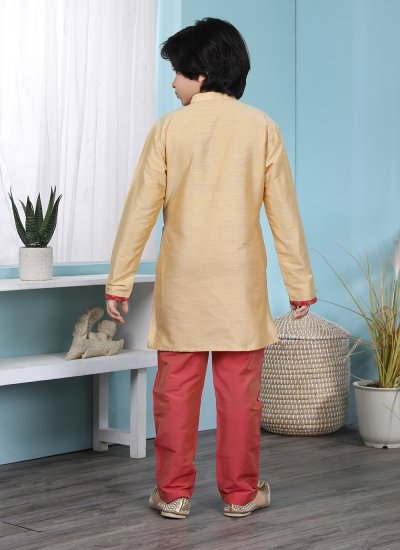 Gold Cotton Silk Kurta Pyjama