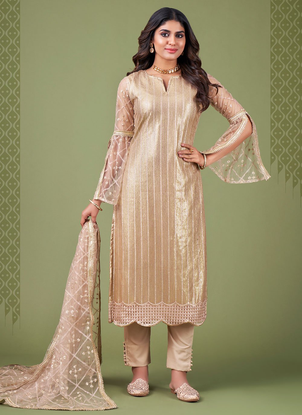 Buy Golden & Pink Embroidered Salwar Suit Online in India at Lowest Prices  - Price in India - buysnip.com