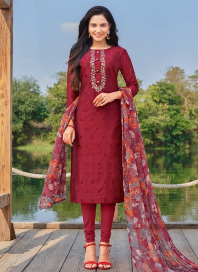 Designer maroon churidar best sale