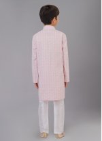 Gorgonize Cotton Silk Pink Embroidered Work Kurta Pyjama