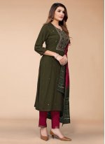 Gorgonize Embroidered Rayon Green Trendy Salwar Suit