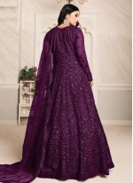 Gorgonize Net Purple Floor Length Anarkali Suit