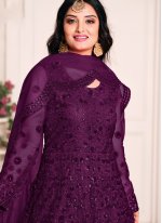 Gorgonize Net Purple Floor Length Anarkali Suit