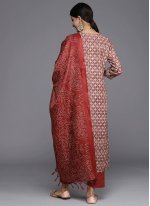 Gota Work Blended Cotton Readymade Salwar Suit in Maroon
