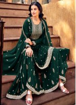 Graceful Embroidered Green Georgette Readymade Salwar Kameez