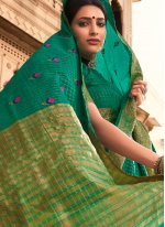 Graceful Woven Silk Sea Green Traditional Designer Saree