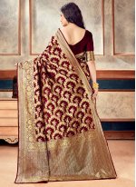 Grandiose Banarasi Silk Maroon Weaving Classic Saree