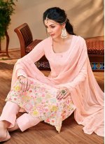 Grandiose Georgette Embroidered Pink Long Length Salwar Suit