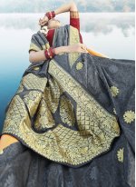 Gratifying Banarasi Silk Grey Classic Designer Saree
