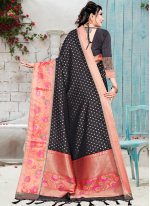 Gratifying Black Silk Designer Traditional Saree