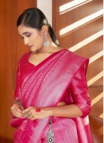 Gratifying Kanjivaram Silk Weaving Pink Contemporary Saree