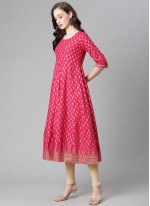 Gratifying Printed Pink Cotton Salwar Suit