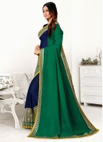 Green and Navy Blue Georgette Trendy Saree