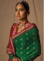 Green and Red Color Contemporary Saree