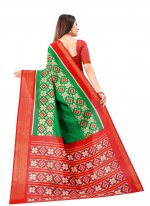 Green and Red Print Festival Printed Saree