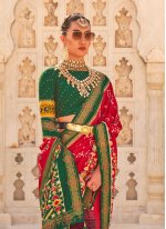 Green and Red Weaving Sangeet Trendy Saree