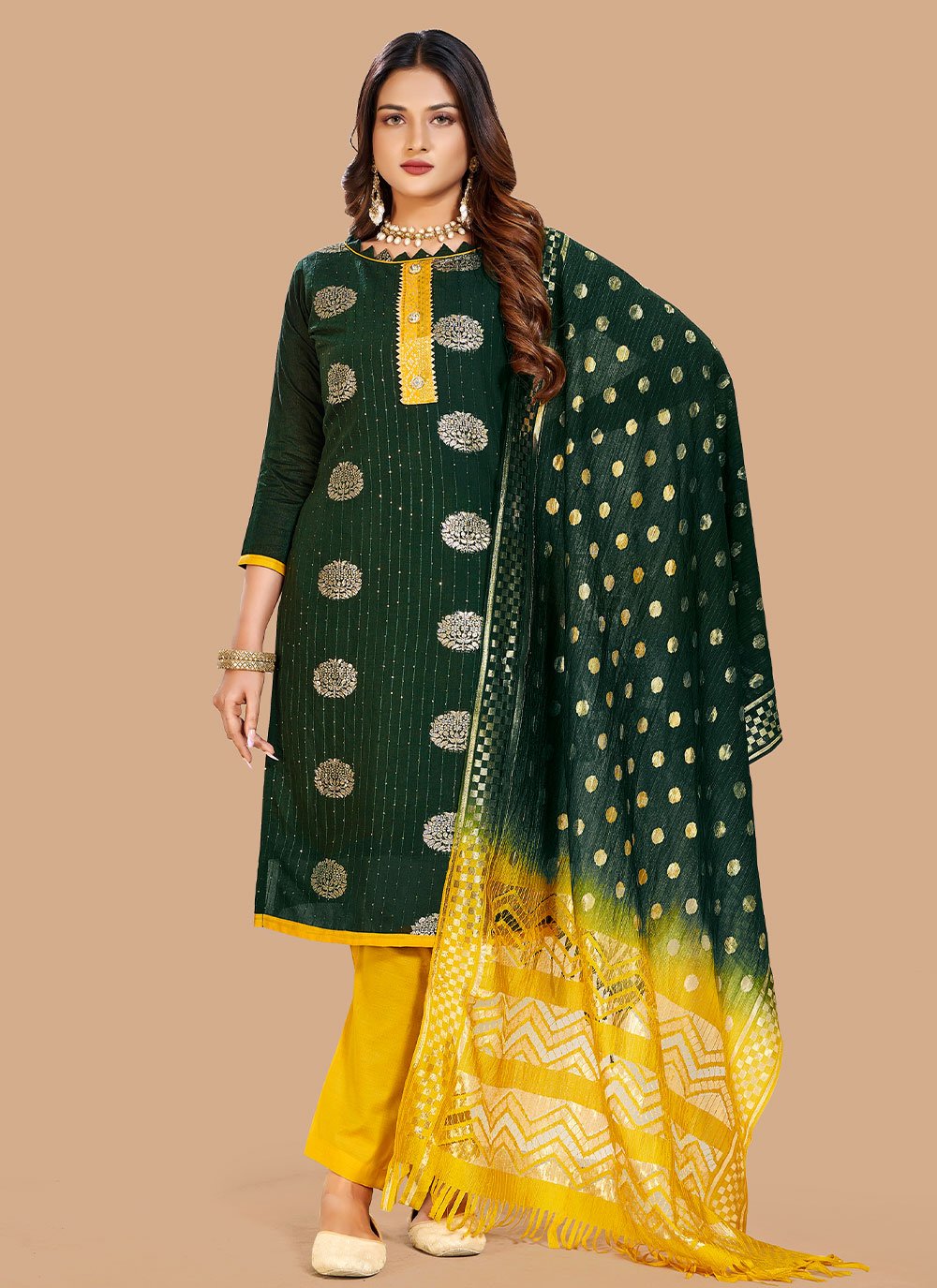 green and yellow color salwar kameez 226309