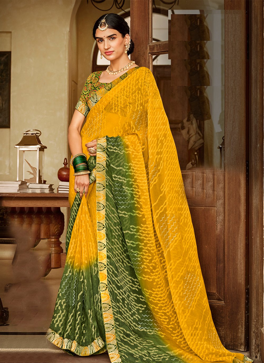 Women Comfortable And Breathable Plain Cotton Silk Yellow Green Saree With  Unstitched Blouse at 3000.00 INR in Satara | Radheshyam Creation