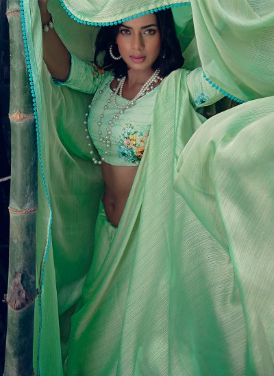 Green Art Silk Ceremonial Trendy Saree