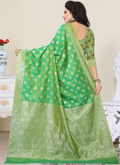 Green Banarasi Silk Designer Traditional Saree
