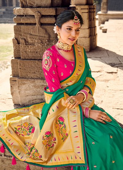 Green Banarasi Silk Weaving Traditional Saree