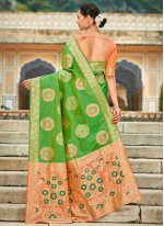 Green Banarasi Silk Wedding Contemporary Saree