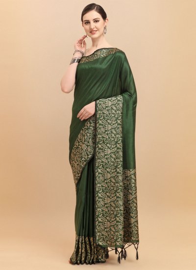 Green Banglori Silk Zari Contemporary Style Saree