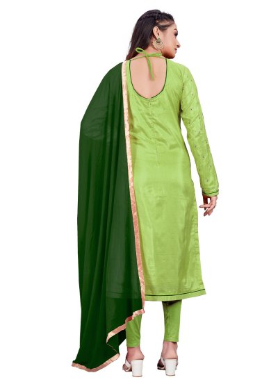 Green Casual Silk Trendy Salwar Suit
