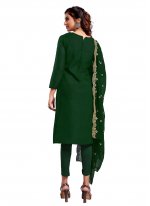 Green Ceremonial Georgette Designer Straight Salwar Kameez