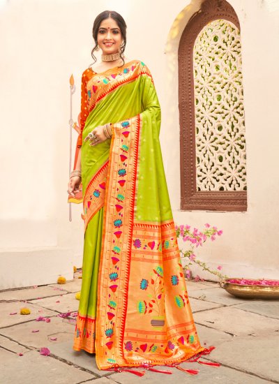 Green Ceremonial Silk Designer Traditional Saree