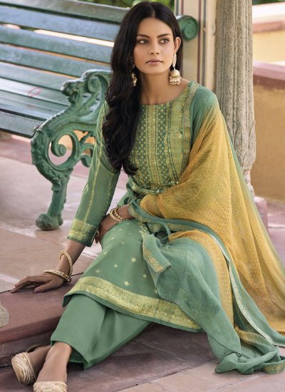 Green Ceremonial Silk Trendy Salwar Suit