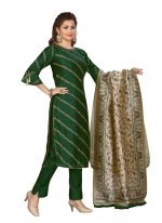 Green Chanderi Readymade Salwar Suit