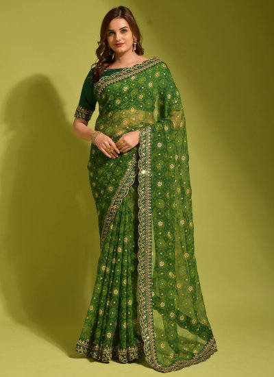 Green Color Contemporary Style Saree