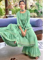 Green Cotton Embroidered Designer Salwar Kameez