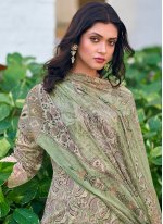 Green Cotton Festival Salwar Suit