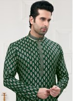 Green Cotton Printed Kurta Pyjama