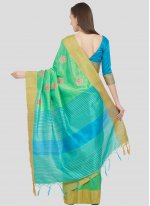 Green Cotton Silk Classic Designer Saree