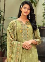 Green Digital Print Cotton Designer Pakistani Suit