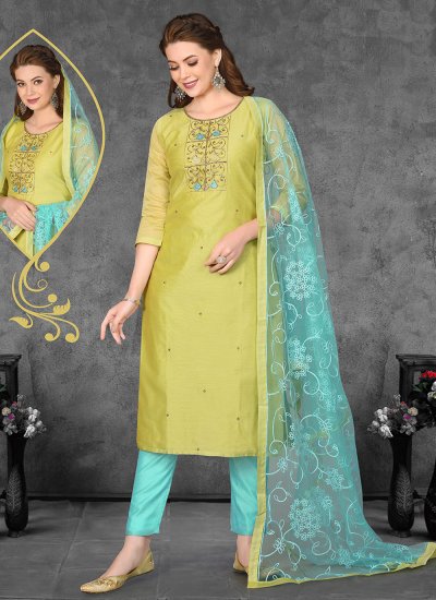 Green Embroidered Ceremonial Salwar Suit